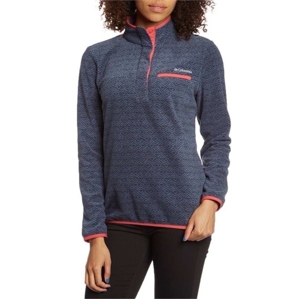 Columbia women’s half snap mountain side printed pullover fleece medium